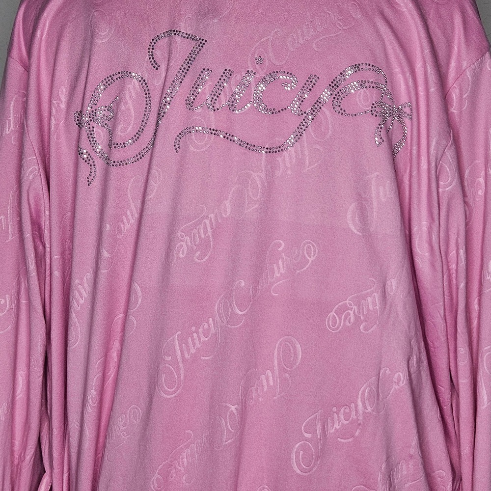 Juicy Couture Womens 3pc Pajama Set Pink Robe Cami Shorts Rhinestone Logo M NEW - Picture 6 of 9